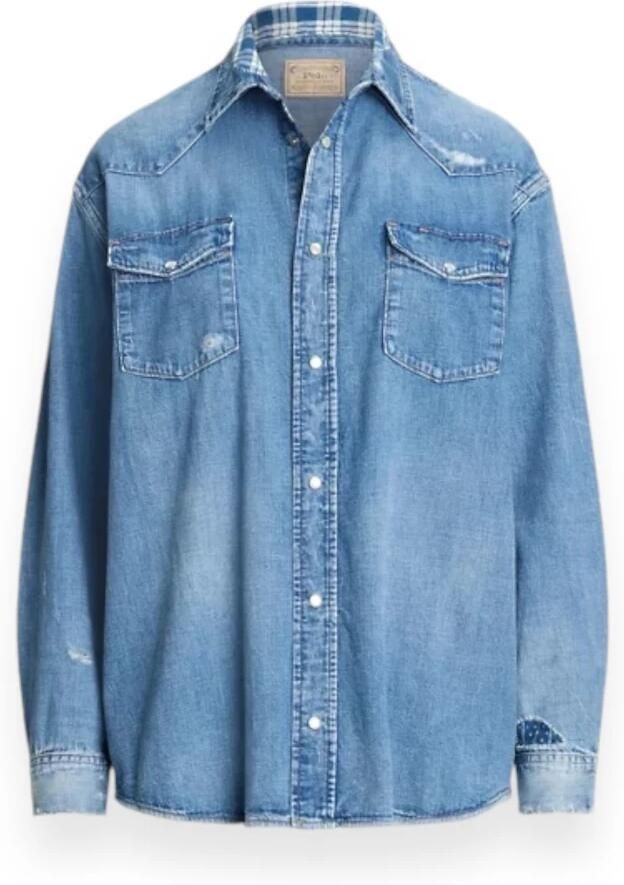 Polo Ralph Lauren Denim Oversized Shirt met Zakken Blue Dames