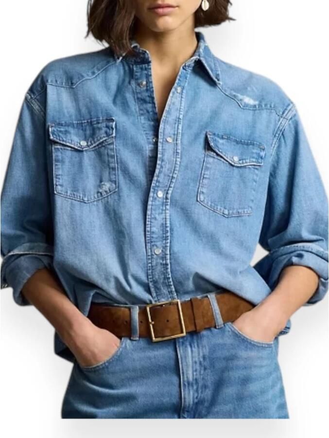 Polo Ralph Lauren Denim Oversized Shirt met Zakken Blue Dames - Foto 2