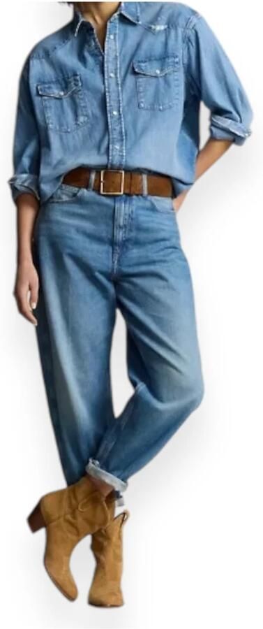 Polo Ralph Lauren Denim Oversized Shirt met Zakken Blue Dames - Foto 5