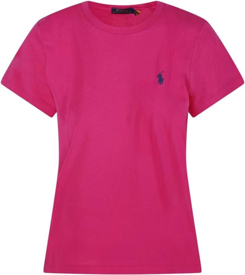 Polo Ralph Lauren Katoenen Classics T-shirt Cyclamen Midnight Blue Pink Dames