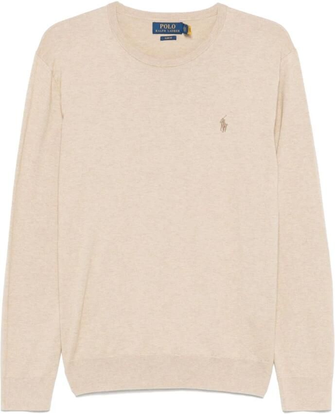 Polo Ralph Lauren Geborduurde Crew Neck Sweater Beige Heren