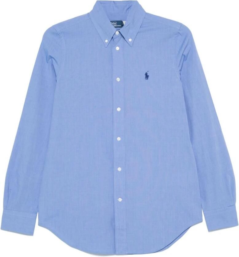 Polo Ralph Lauren Geborduurde Pony Button-Down Overhemden Blue Dames
