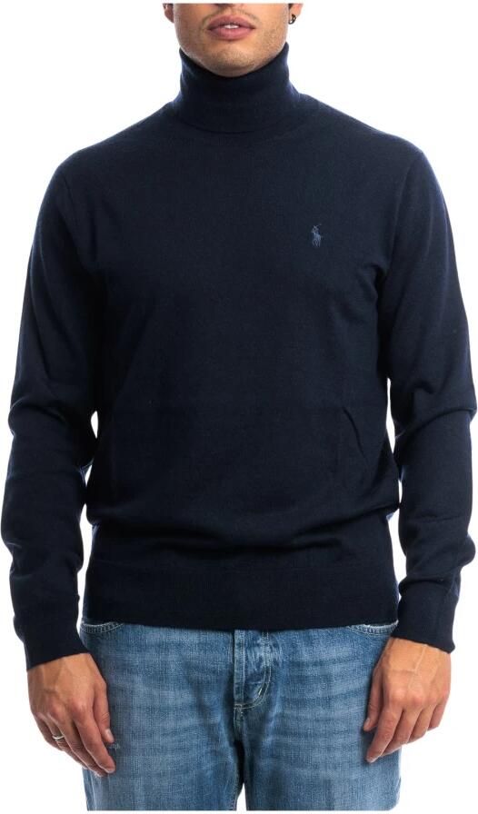 Ralph Lauren Blauwe wollen trui met hoge kraag en geborduurde pony Blue Heren - Foto 10