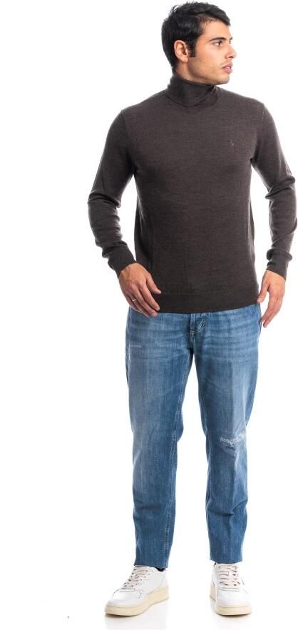 POLO Ralph Lauren fijngebreide wollen coltrui met logo brown heather - Foto 8