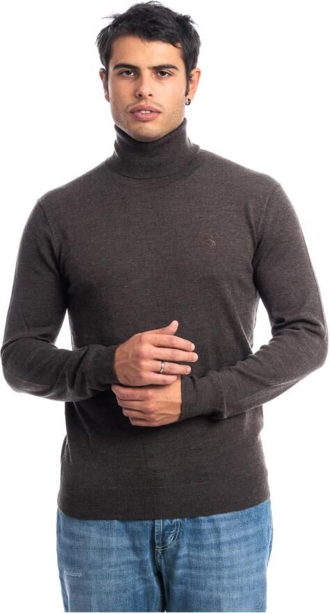 POLO Ralph Lauren fijngebreide wollen coltrui met logo brown heather - Foto 6