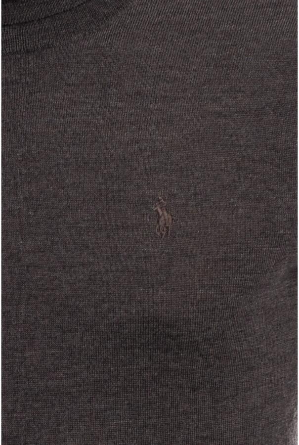 POLO Ralph Lauren fijngebreide wollen coltrui met logo brown heather - Foto 3