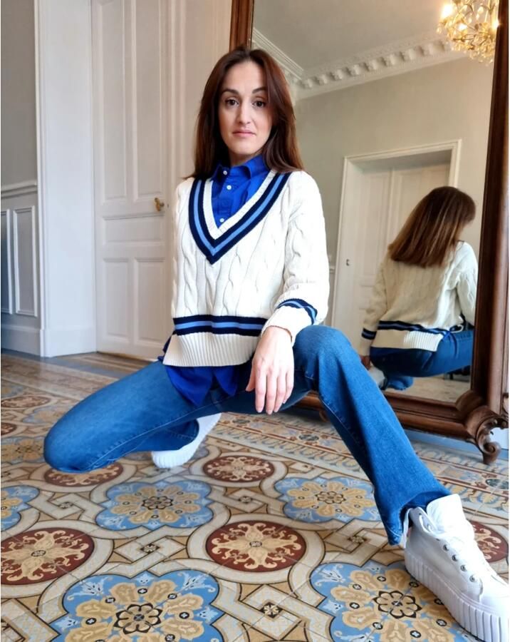 Polo Ralph Lauren Gedraaid Gebreide Trui voor Dames Wit Blauw Beige Dames - Foto 3