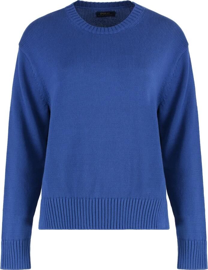 Polo Ralph Lauren Geribbelde Katoenen Crew-Neck Sweater Blue Dames