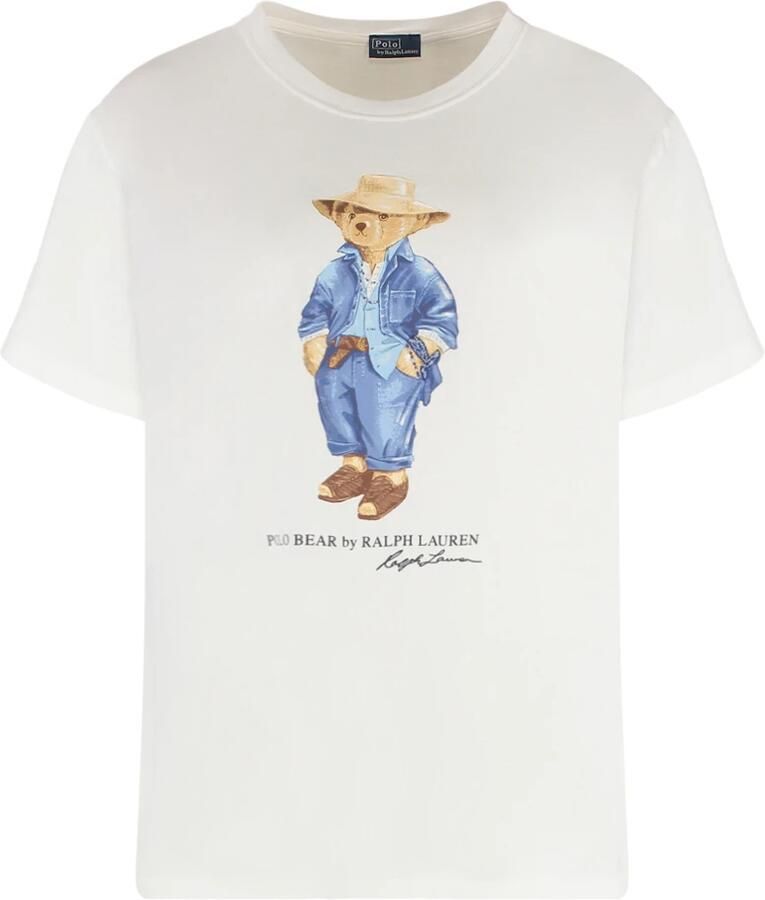 Polo Ralph Lauren Stijlvolle katoenen T-shirt met Polo Bear White Dames - Foto 3