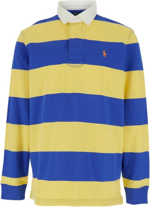 Polo Ralph Lauren Gestreept Katoenen Poloshirt Geel Blauw Yellow Heren - Foto 2