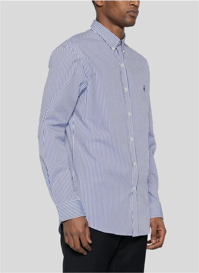 Polo Ralph Lauren Blauw Gestreept Casual Overhemd Katoenmix Blue Heren - Foto 5