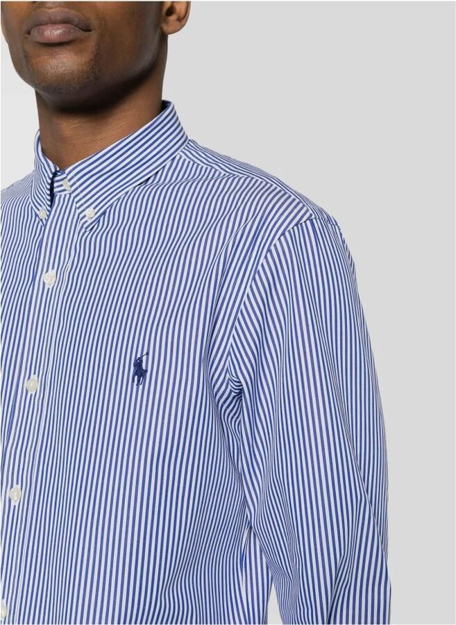 Polo Ralph Lauren Blauw Gestreept Casual Overhemd Katoenmix Blue Heren - Foto 7