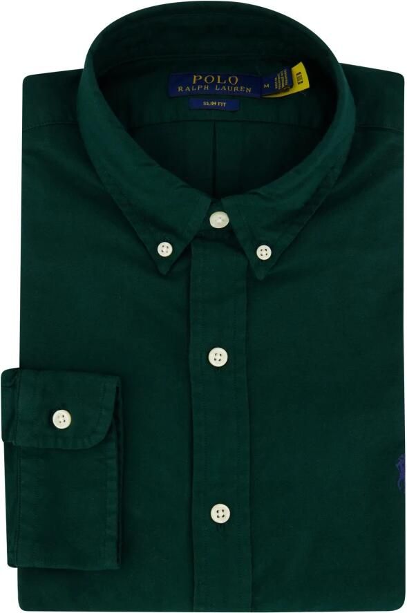 Polo Ralph Lauren Overhemd Lange Mouw CHEMISE AJUSTEE SLIM FIT EN OXFORD LEGER - Foto 2