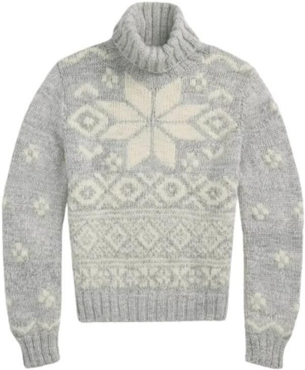 Polo Ralph Lauren Handgemaakte Sneeuwvlokken Wol Trui met Rolkraag Gray Dames - Foto 5