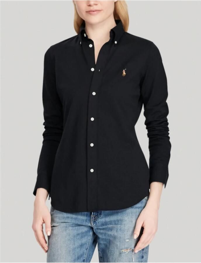 Polo Ralph Lauren Casual Langemouw Zwart Katoenen Overhemd Black Dames
