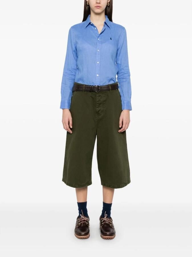 Polo Ralph Lauren Heldere Blauwe Linnen Shirt Elegante Pony Borduurwerk Blue Dames - Foto 6