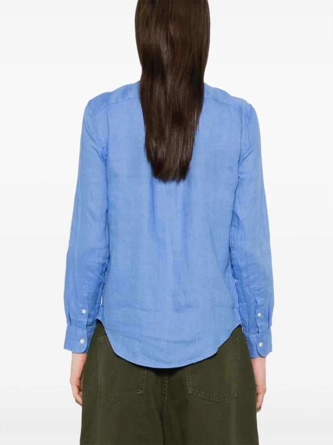 Polo Ralph Lauren Heldere Blauwe Linnen Shirt Elegante Pony Borduurwerk Blue Dames - Foto 8