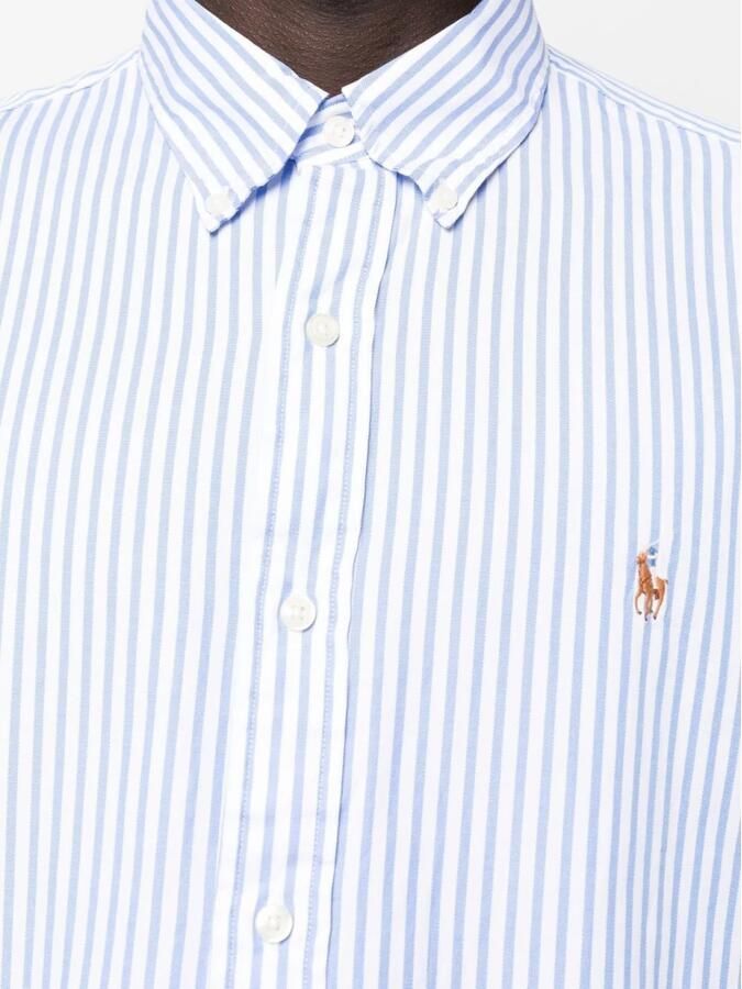 Ralph Lauren Slim Fit Button Down Gestreept Oxford Overhemd Blue Heren