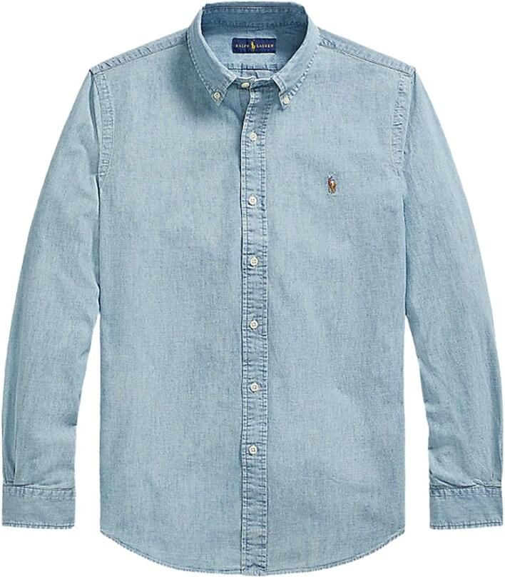 Polo Ralph Lauren Overhemd Lange Mouw CHEMISE AJUSTEE EN CHAMBRAY DENIM COL BOUTONNE LOGO PONY PLAYER - Foto 9