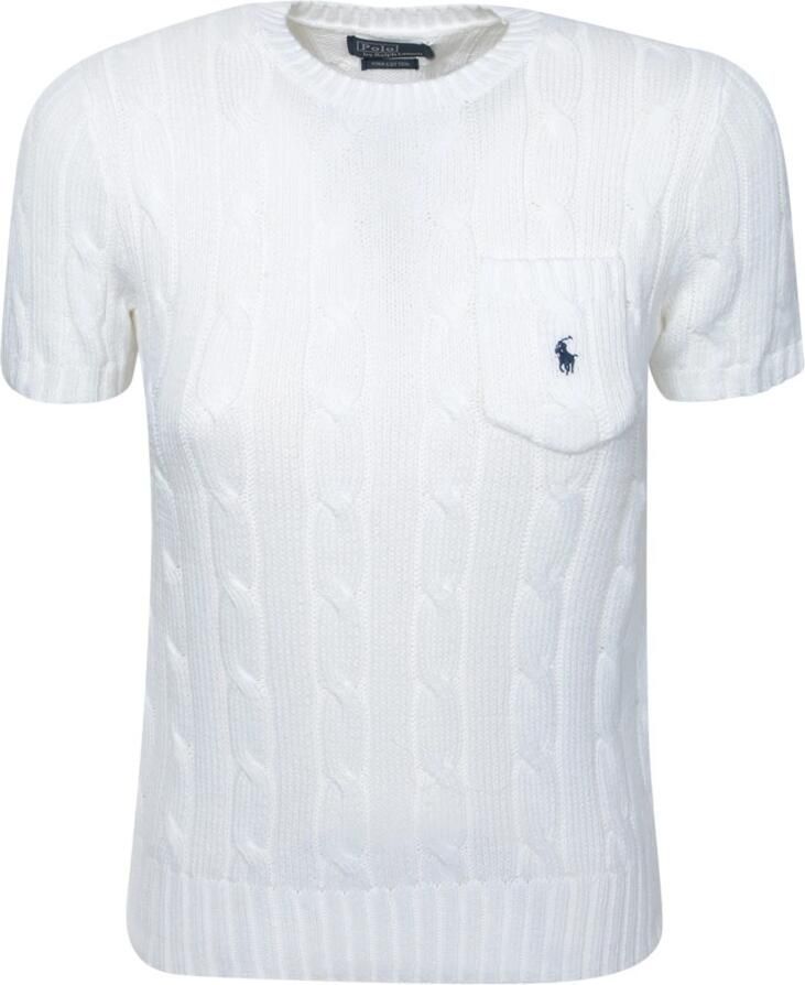 Polo Ralph Lauren Witte Gebreide T-shirt met Pony Logo White Dames