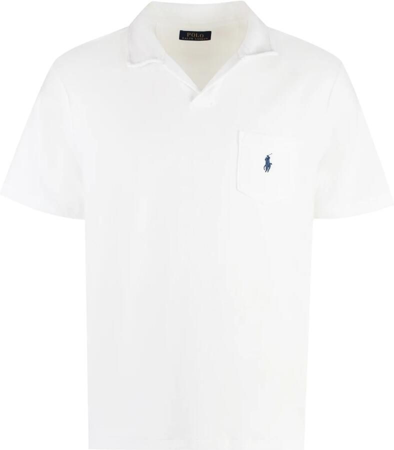 Polo Ralph Lauren Katoenen Towelling Polo Shirt Voorzak White Heren