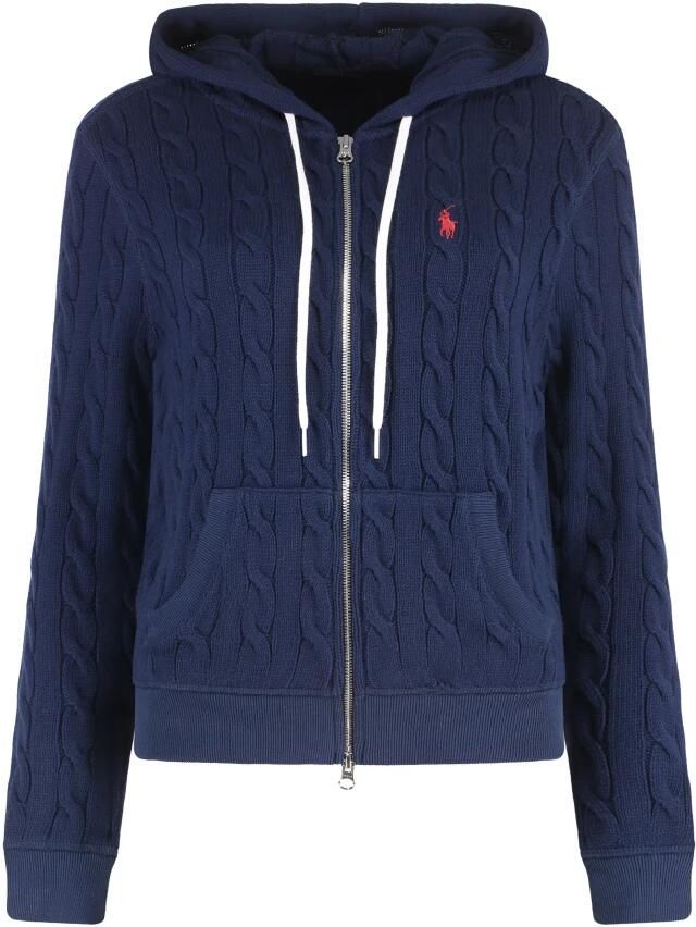 Polo Ralph Lauren Katoenen vest met capuchon en zakken Blue Dames