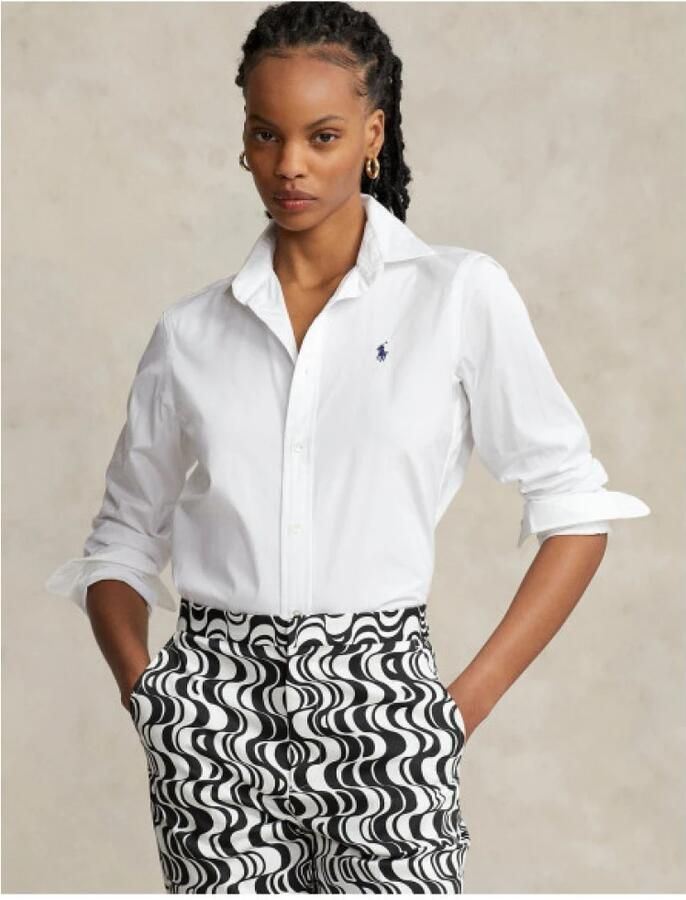 Polo Ralph Lauren Witte Katoenen Damesoverhemd met Geborduurde Pony White Dames - Foto 7