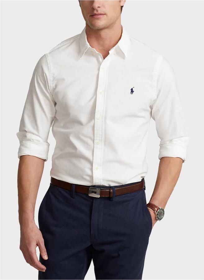 Polo Ralph Lauren Overhemd Lange Mouw CHEMISE CINTREE SLIM FIT EN OXFORD LEGER TYPE CHINO COL BOUTONNE - Foto 6