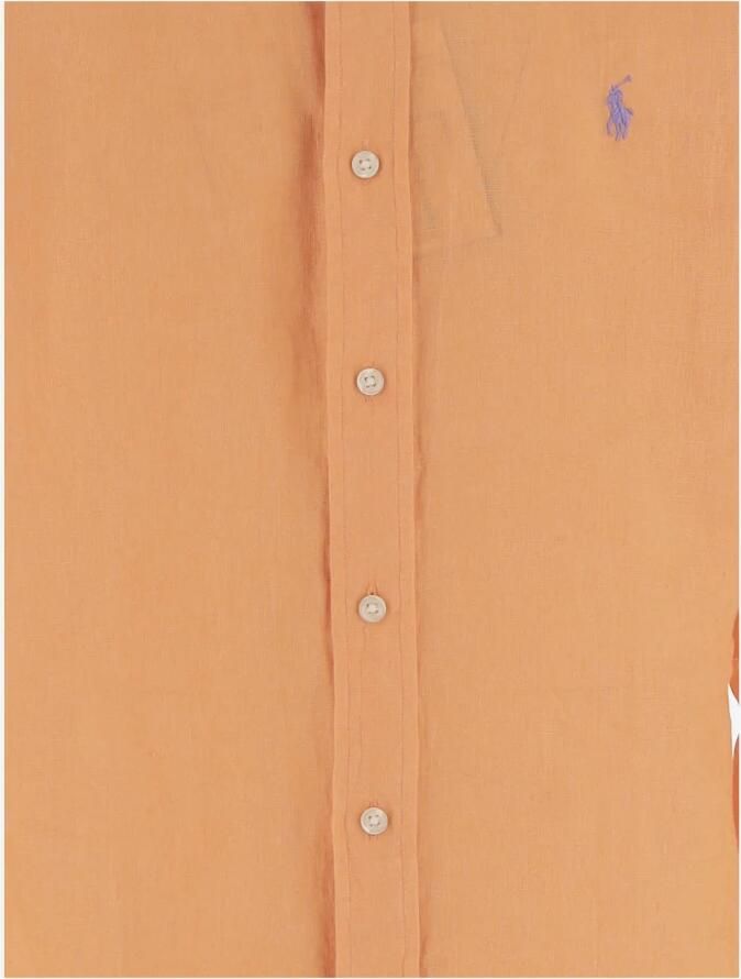 Polo Ralph Lauren Linnen overhemd met knoopsluiting en logo Orange Heren