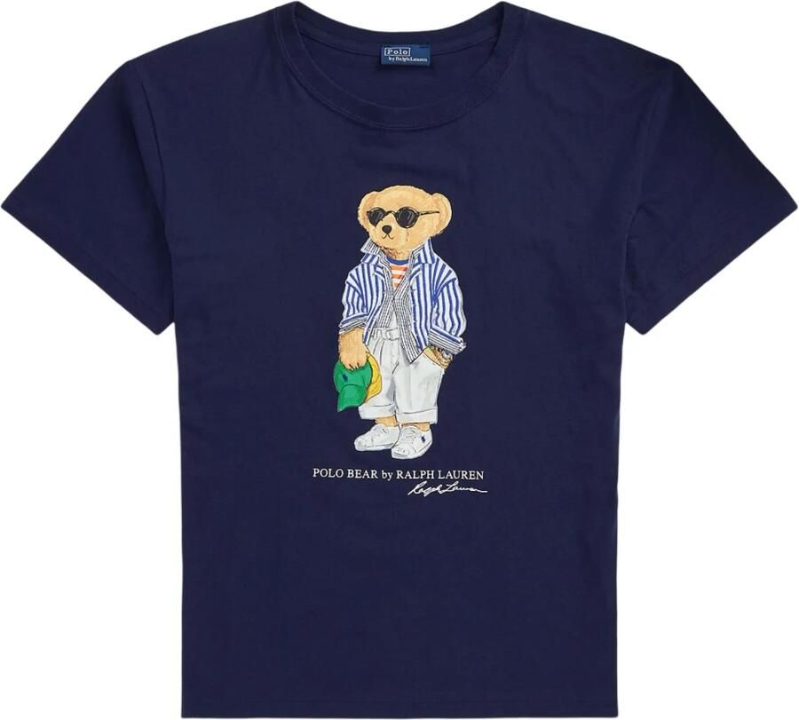Polo Ralph Lauren Klassiek Katoenen T-shirt met Bear Logo Blue Dames