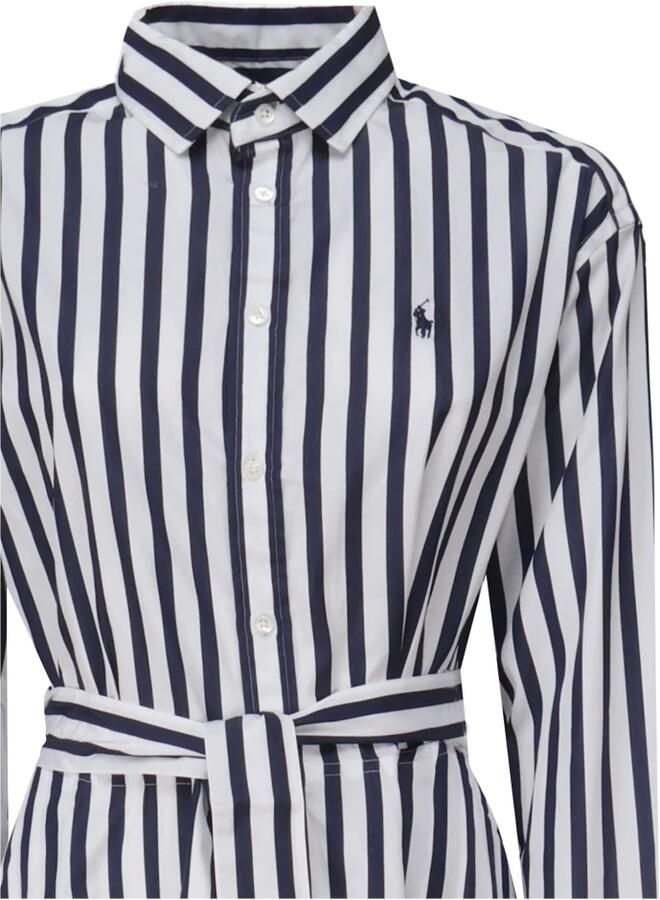 Polo Ralph Lauren Blauwe Gestreepte Jurk met Taille Riem Blue Dames - Foto 4