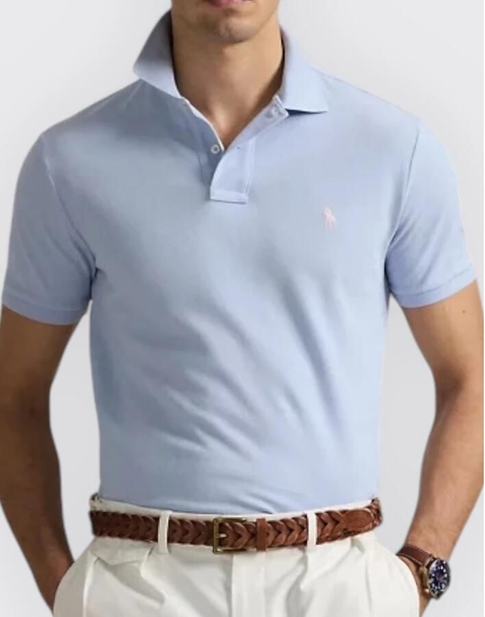 Polo Ralph Lauren Slim-Fit Piqué Polo Gebreid Blue Heren - Foto 2