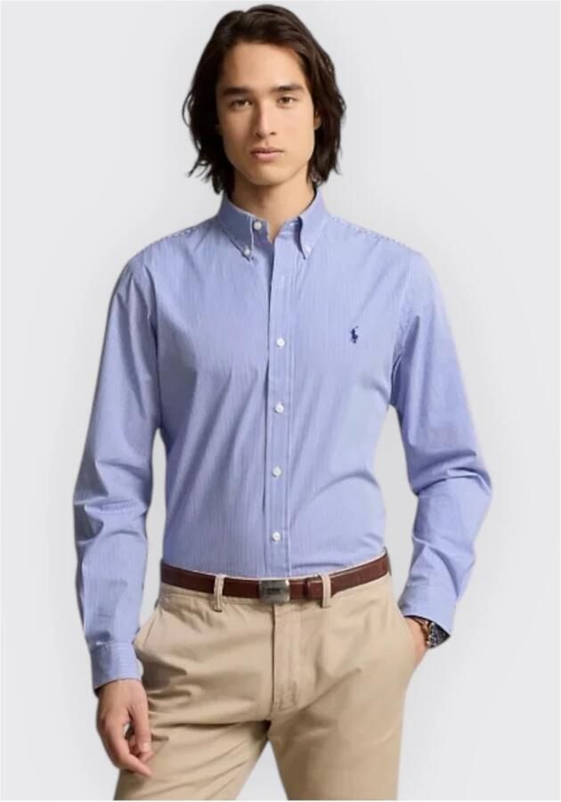 Ralph Lauren Stijlvolle Blauw Witte Hairline Streep Sport Shirt Blauw Heren - Foto 6