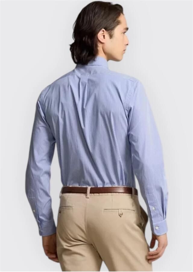 Ralph Lauren Stijlvolle Blauw Witte Hairline Streep Sport Shirt Blauw Heren - Foto 5