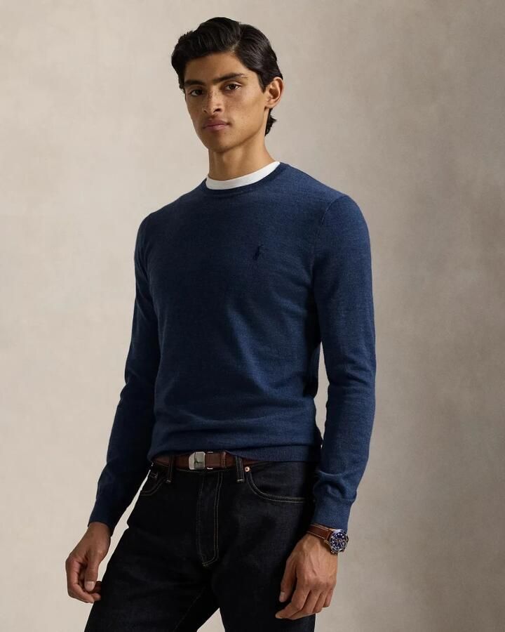 Polo Ralph Lauren Slim-Fit Wasbare Wol Ronde Hals Sweater Blue Heren - Foto 3