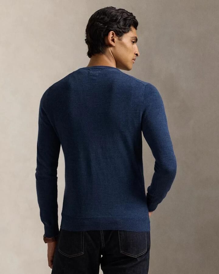 Polo Ralph Lauren Slim-Fit Wasbare Wol Ronde Hals Sweater Blue Heren - Foto 4