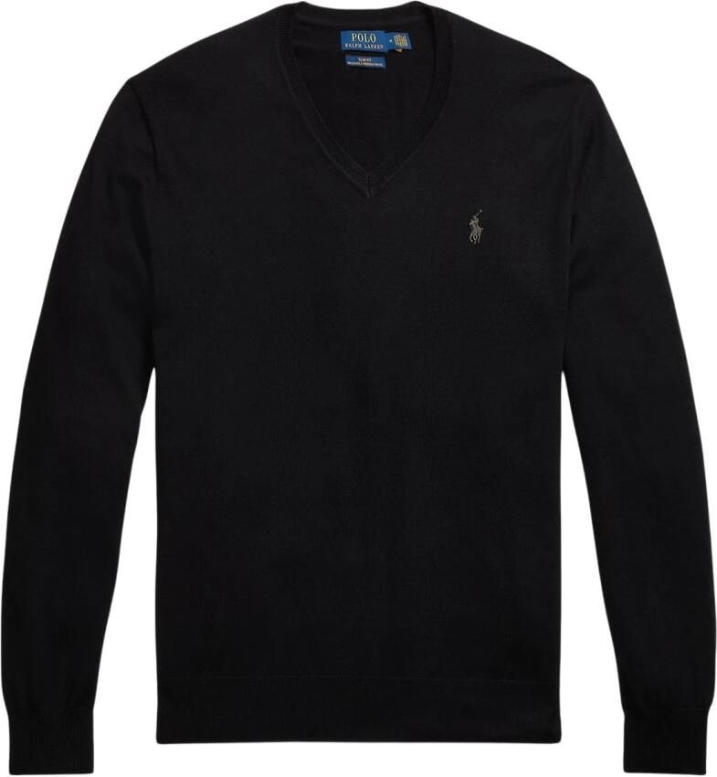 Polo Ralph Lauren Slim-Fit Wasbare Wollen V-Hals Trui Black Heren - Foto 6