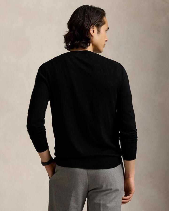 Polo Ralph Lauren Slim-Fit Wasbare Wollen V-Hals Trui Black Heren - Foto 2
