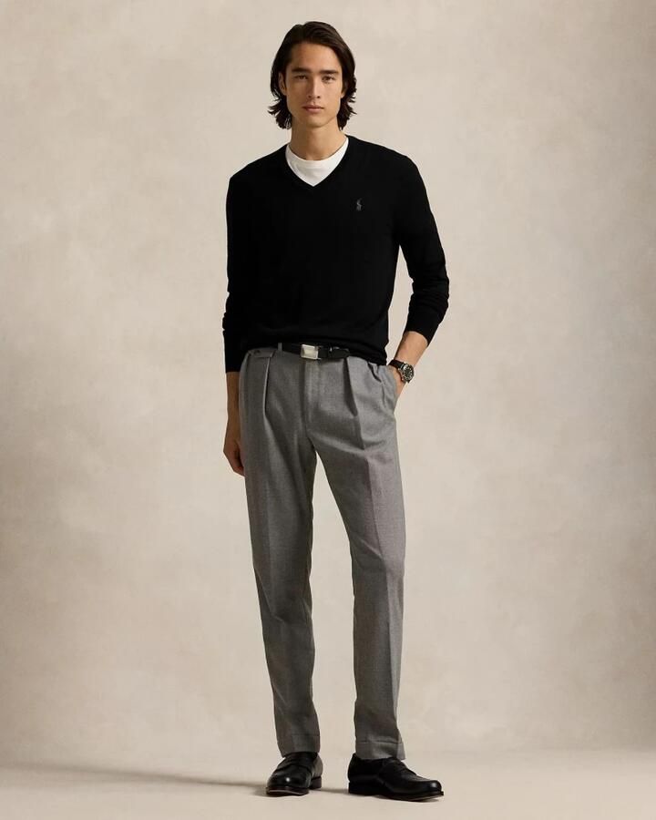 Polo Ralph Lauren Slim-Fit Wasbare Wollen V-Hals Trui Black Heren - Foto 3