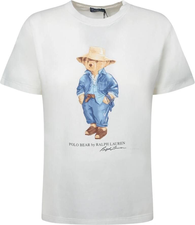 Polo Ralph Lauren Stijlvolle katoenen T-shirt met Polo Bear White Dames - Foto 4