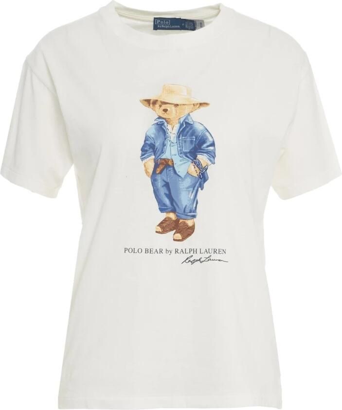 Polo Ralph Lauren Stijlvolle katoenen T-shirt met Polo Bear White Dames - Foto 13