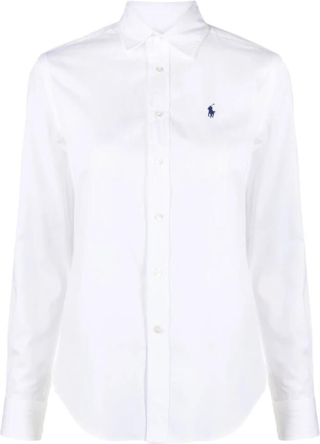 Polo Ralph Lauren Witte Katoenen Damesoverhemd met Geborduurde Pony White Dames - Foto 9