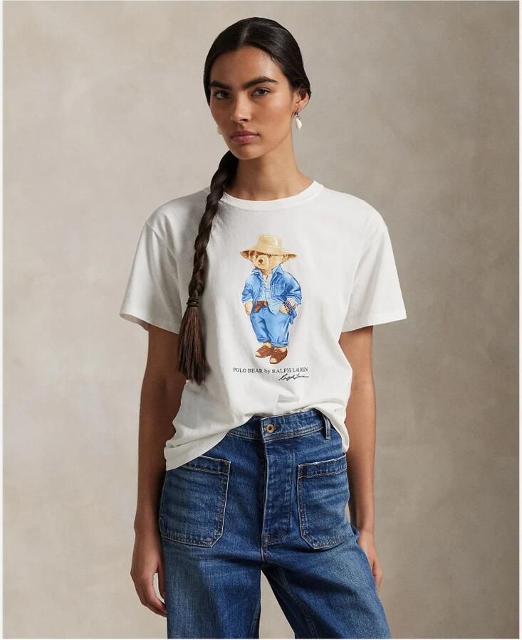 Polo Ralph Lauren Stijlvolle katoenen T-shirt met Polo Bear White Dames - Foto 9