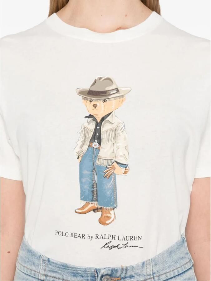 Polo Ralph Lauren Witte T-shirts en Polos met Polo Bear White Dames - Foto 3
