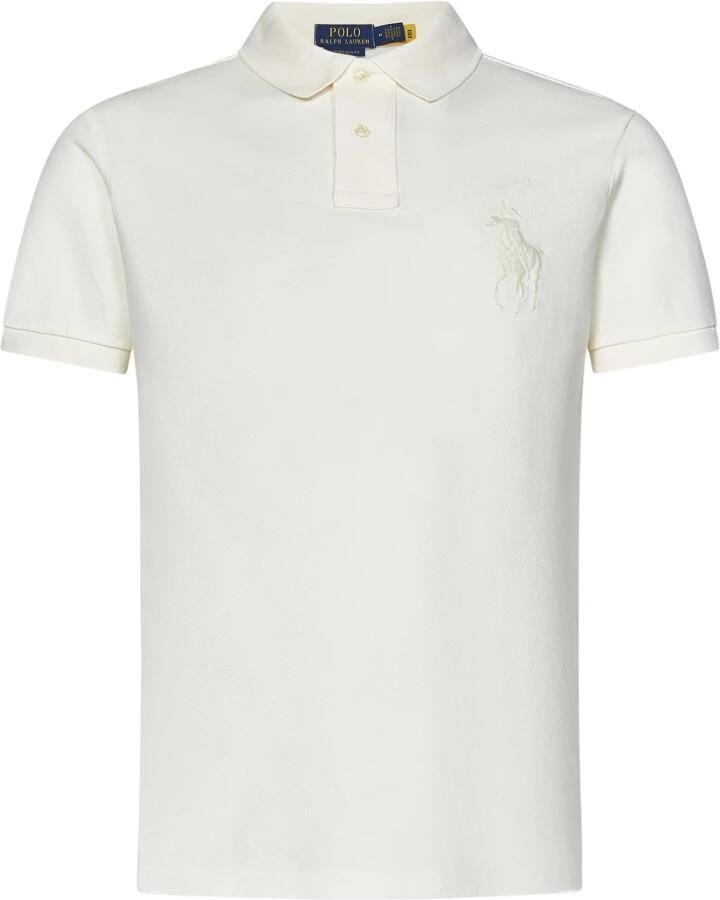 Polo Ralph Lauren Witte Polo Shirt met Grote Pony Beige Heren