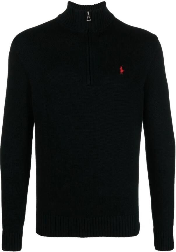 Polo Ralph Lauren Zwarte Katoenen Trui met Hoge Kraag Black Heren - Foto 5