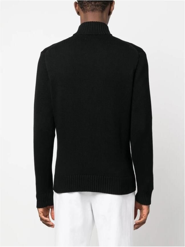 Polo Ralph Lauren Zwarte Katoenen Trui met Hoge Kraag Black Heren - Foto 4