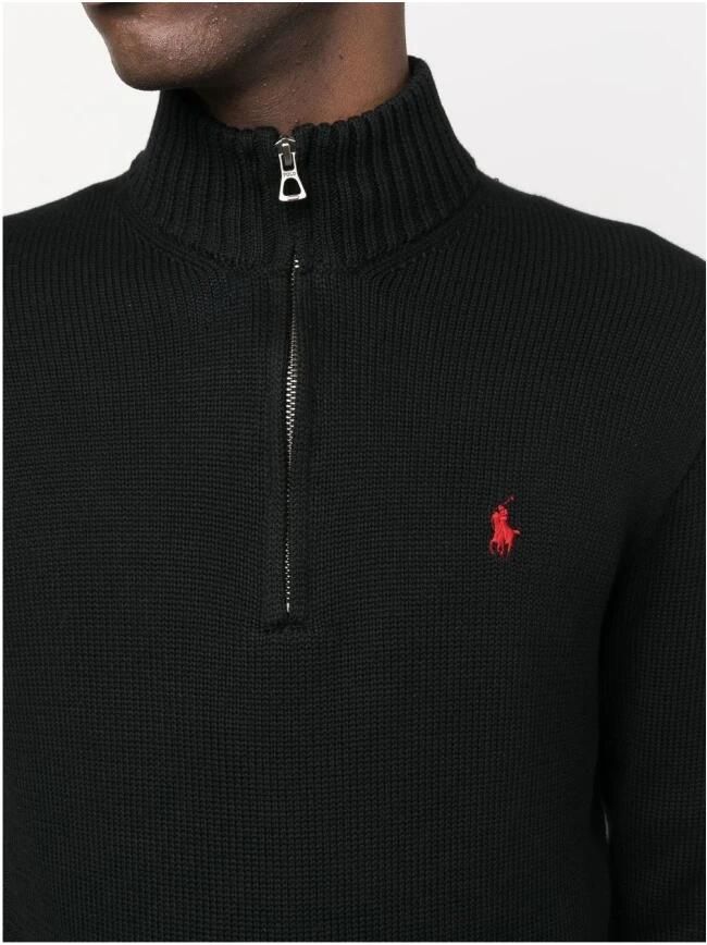 Polo Ralph Lauren Zwarte Katoenen Trui met Hoge Kraag Black Heren - Foto 3