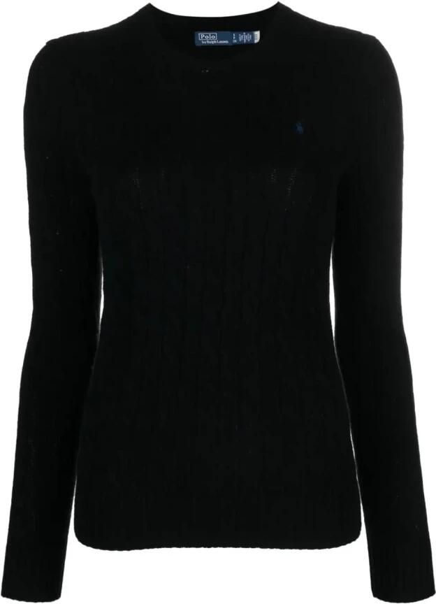 Polo Ralph Lauren Zwarte wollen kasjmier trui met lange mouwen Black Dames