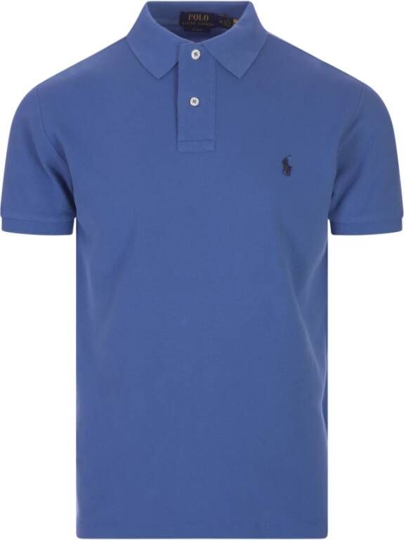 Ralph Lauren Custom Slim Fit Polo Shirt in Blauw Blue Heren